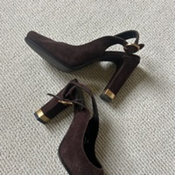 Women's Moda In Pelle Brown Suede Heels Size 5.5M - Picture 4 of 6